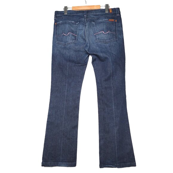 7 For All Mandkind Y2K Low Rise Bootcut Jeans Blue Stretch Denim Pink Stitching - Picture 3 of 11